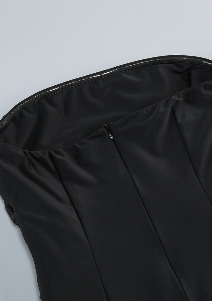 Rosalie Sheer Ribbon Strapless Maxi Dress