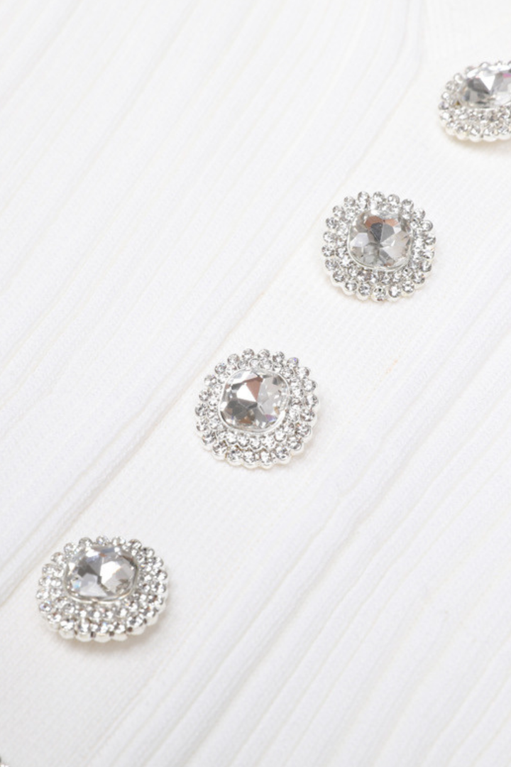 Élise Off Shoulder Crystal Knit Mini dress