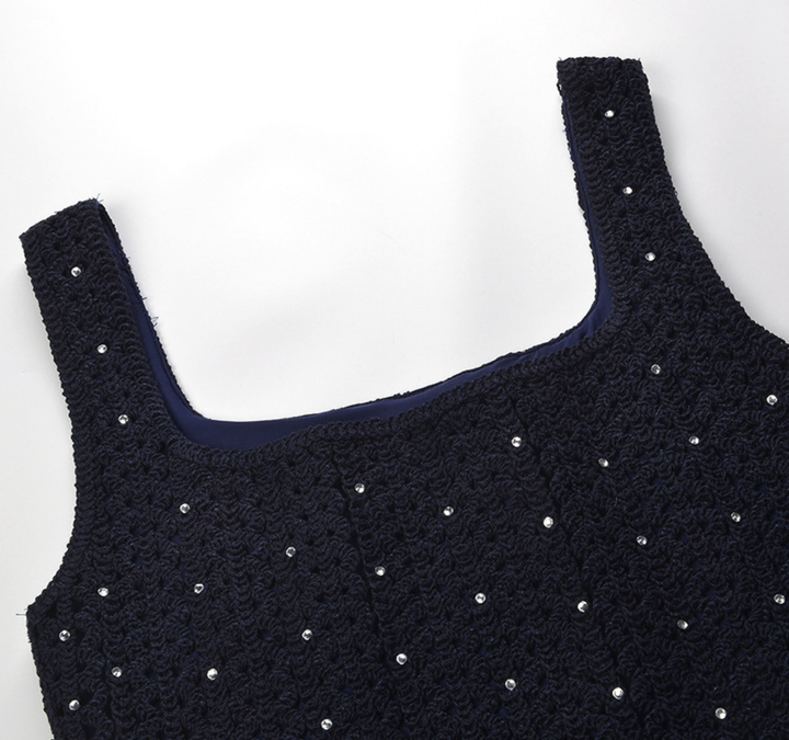 Midnight Crystal Knit Mini Dress