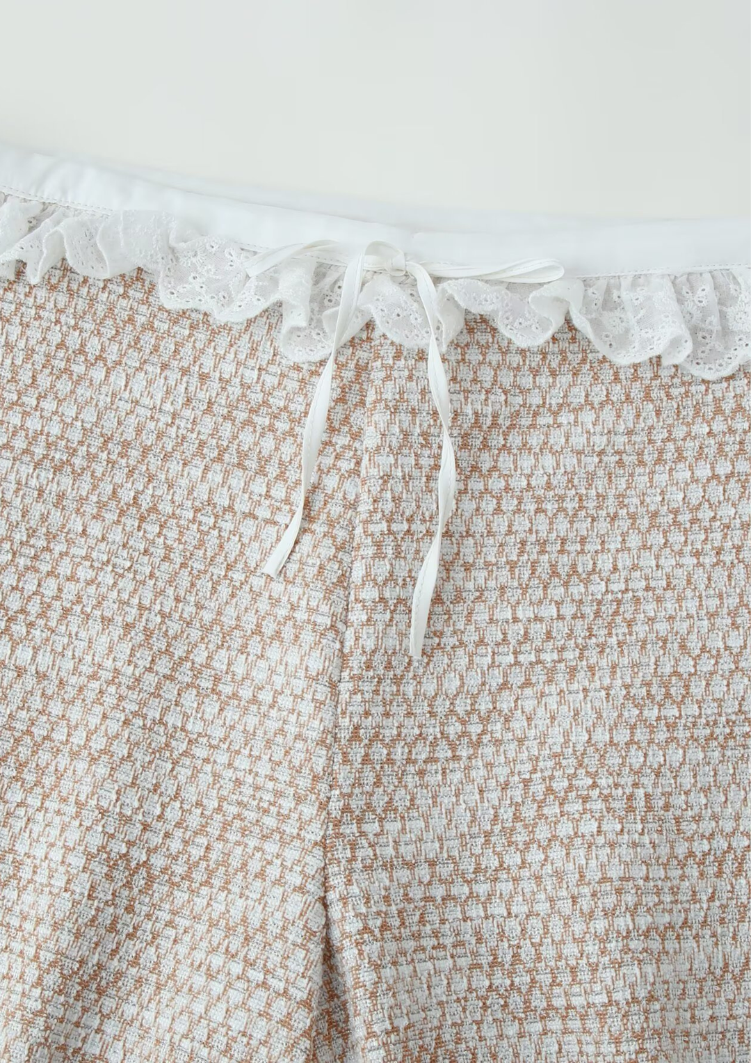 Lace Trim Tweed Cami &amp; Wide Leg Pants Set