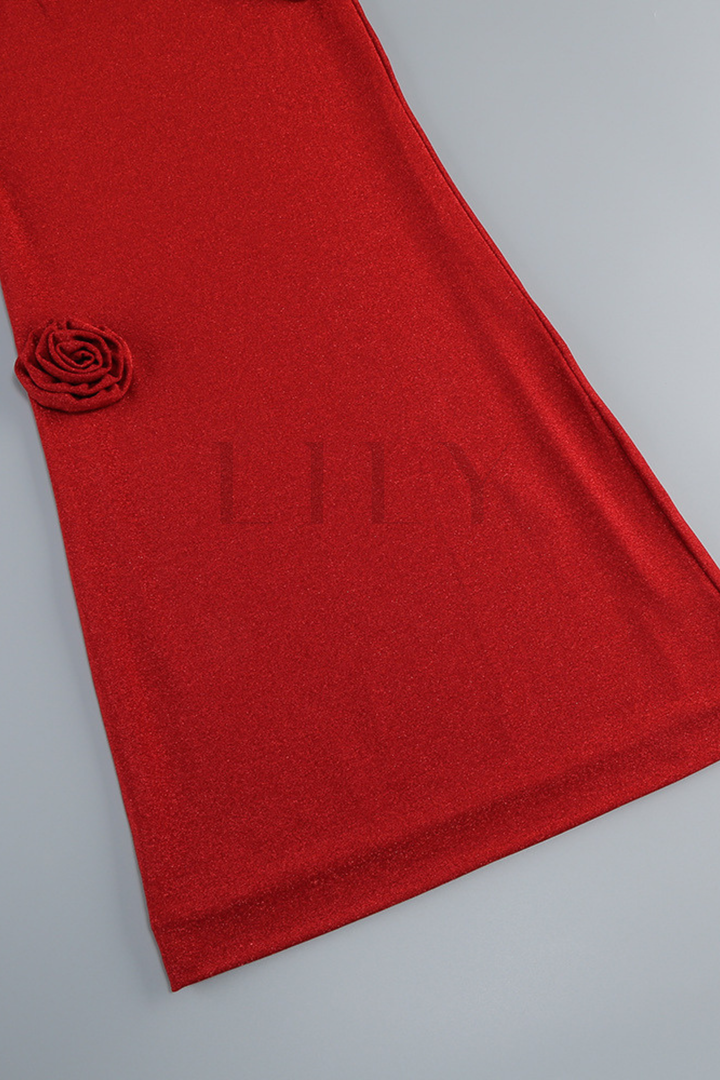 Julie Floral Sparkle Strapless  Maxi Set