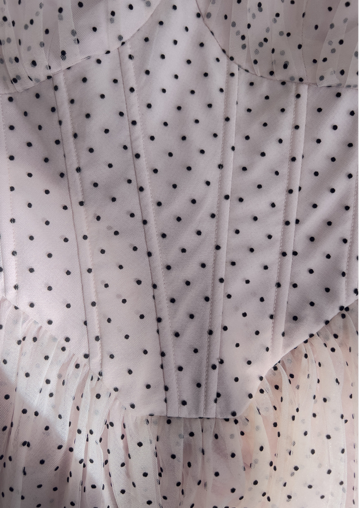Petal Dusk Polka Mesh Maxi Dress
