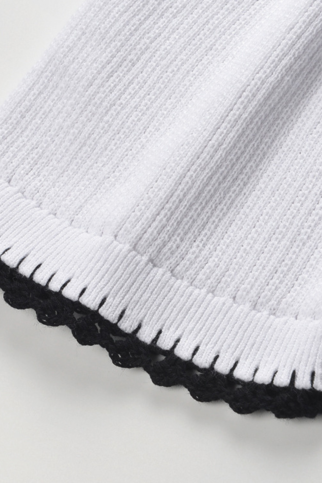 Contrast Lace Trim Viscose  Knit Polo Top