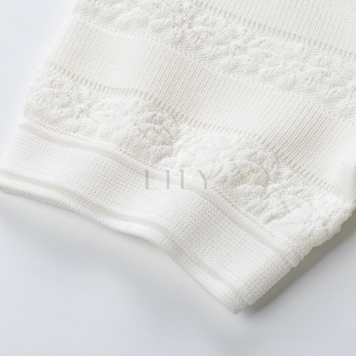 Ivory Elegance Textured Knit Maxi Dress