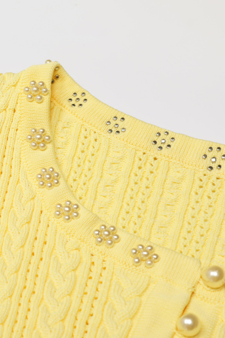 Rosette Pearl Knit Flower Cuffs  Top