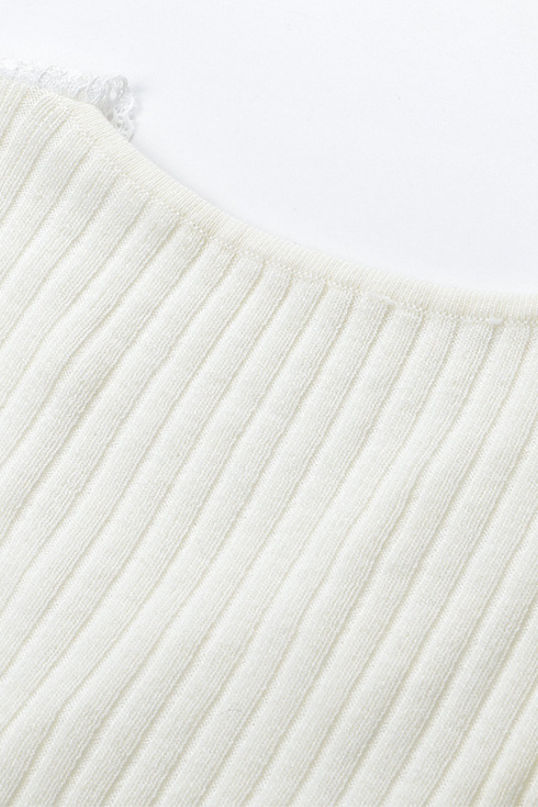 Serene LaceTrim V Neck Soft Wool  Cardigan Top