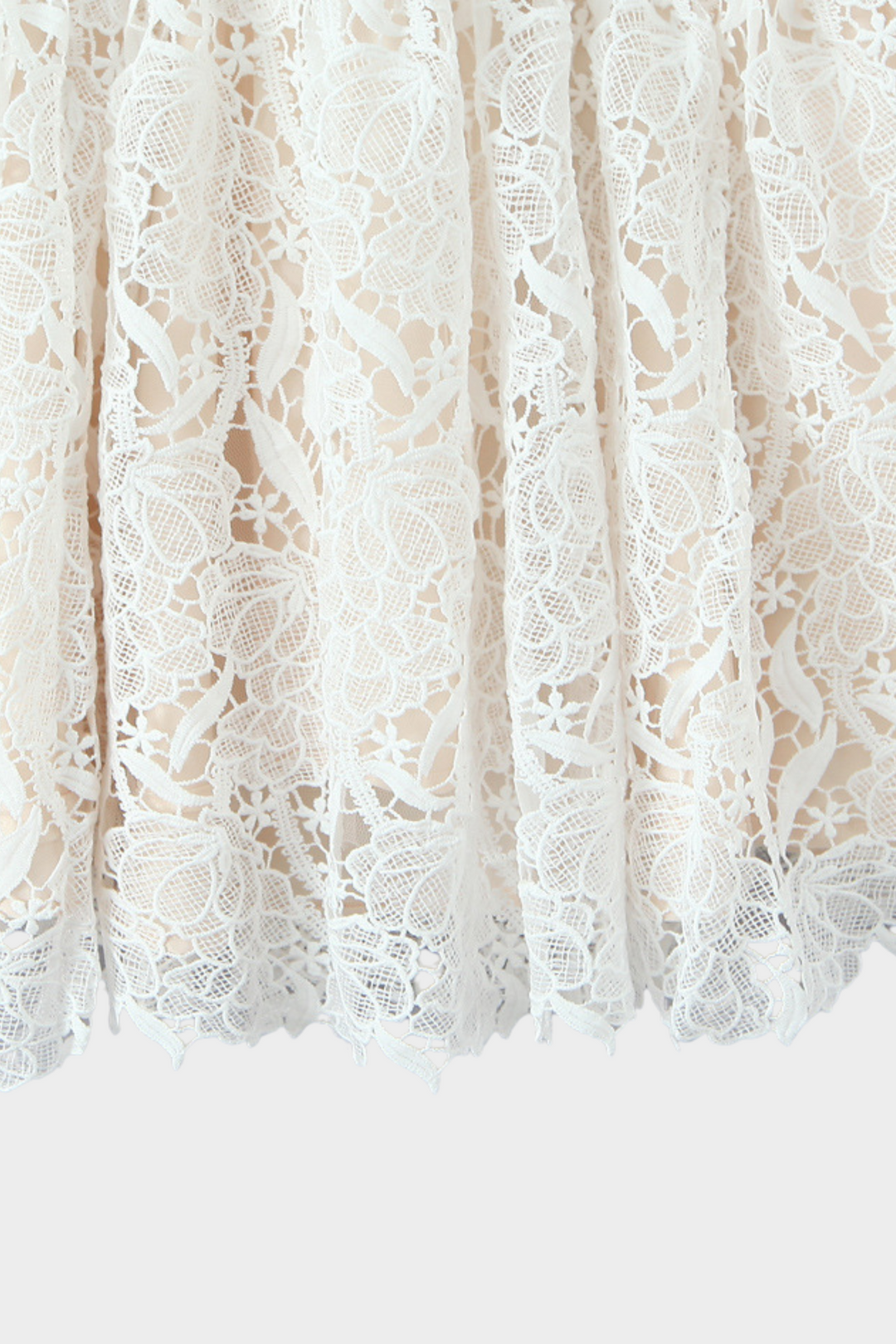 Ivory Apricot  Bloom Lace Halter Cute Mini Dress