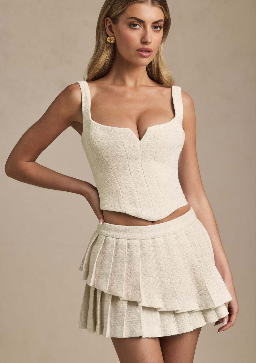 Luna Lace Up Pleated Mini Set