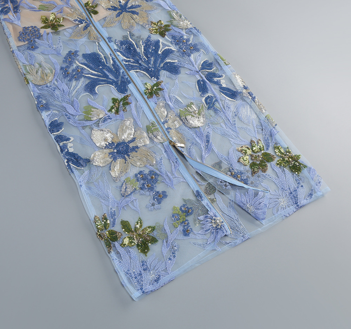 Enchanted Bloom Embroidered Strapless Gown