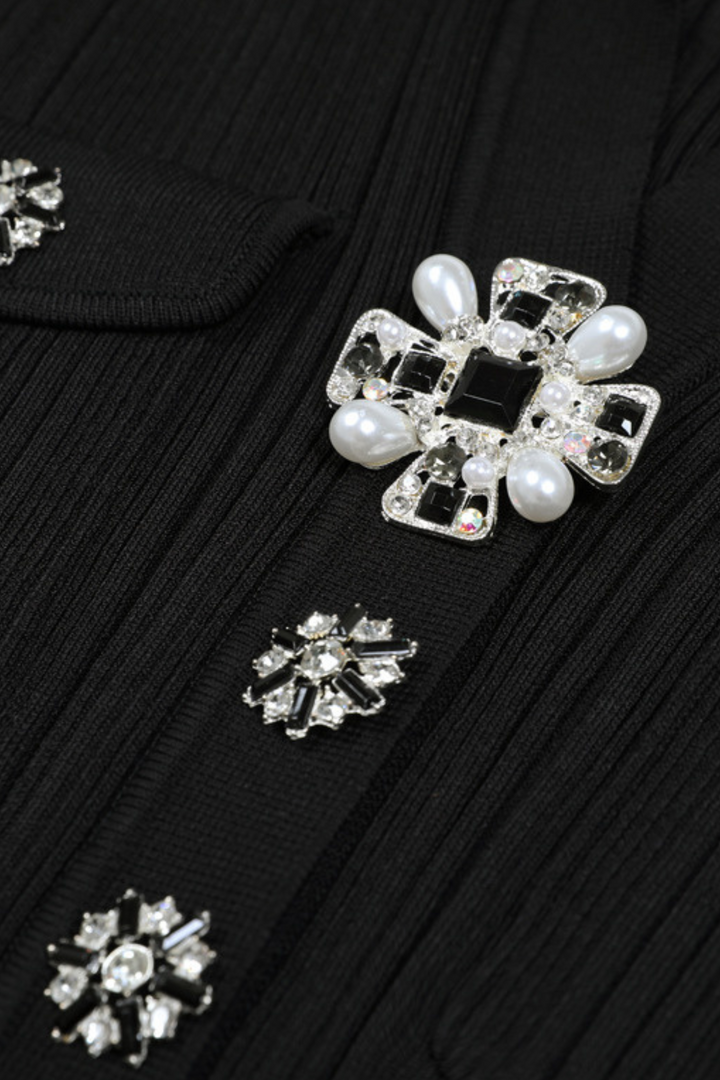 Elegant Gem Viscose Knit Maxi Dress - Long Sleeve