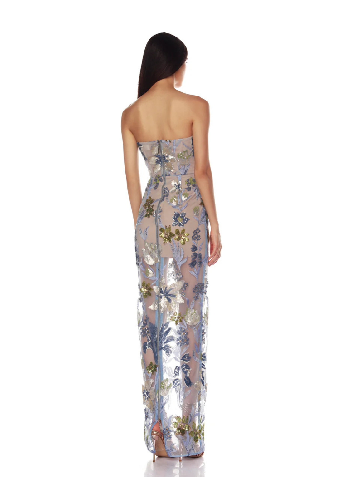 Enchanted Bloom Embroidered Strapless Gown