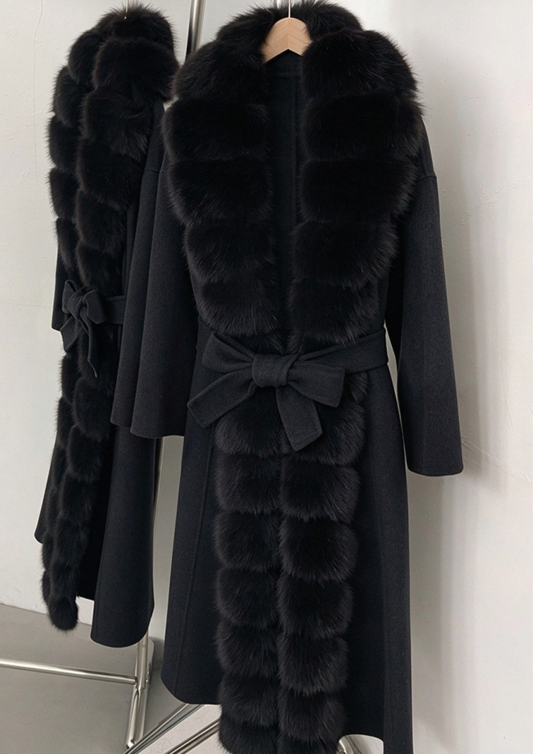 Midnight Luxe Fur  Long Coat