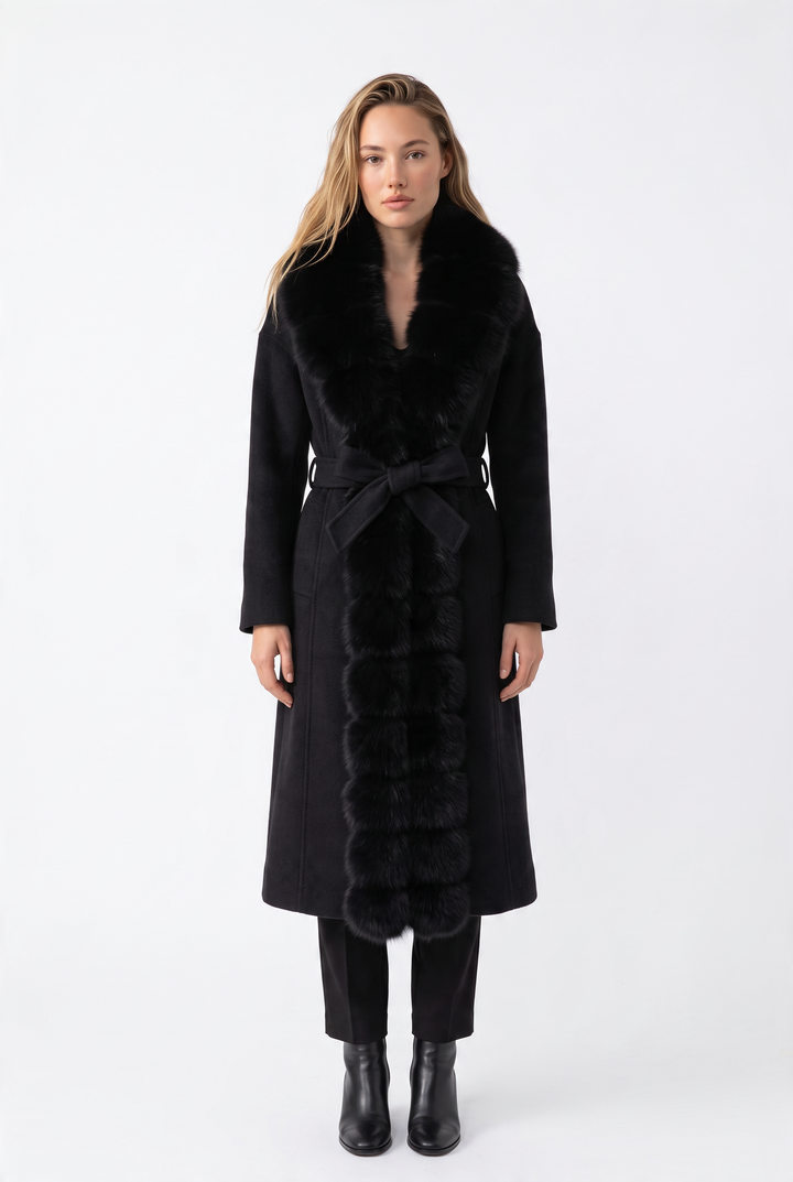 Midnight Luxe Fur  Long Coat