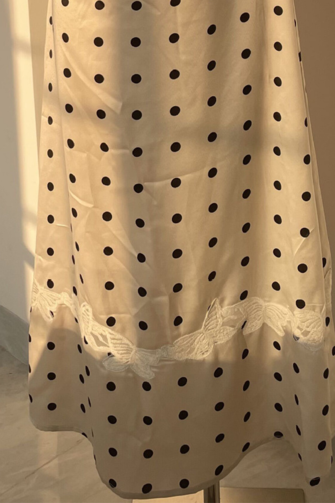 Amélie Vintage Polka Dot Lace Maxi Dress