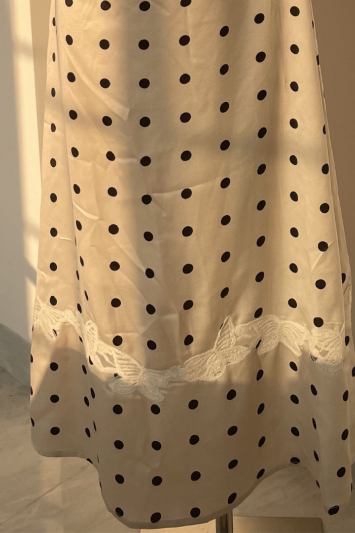 Amélie Vintage Polka Dot Lace Maxi Dress