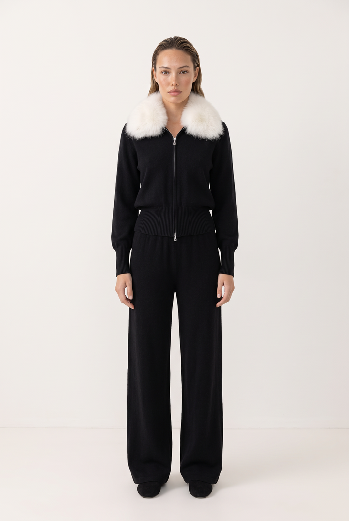Celeste Fur Collar Knit Set