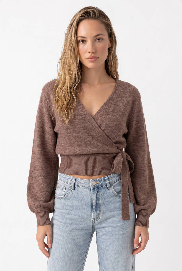 Valeria Elegant Wrap Knit Top