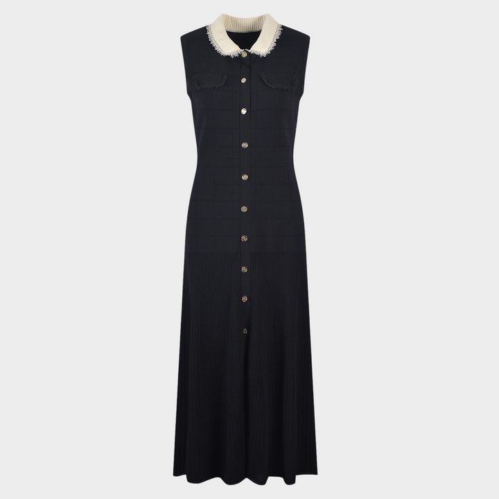 Classic Noir Wool Maxi Dress