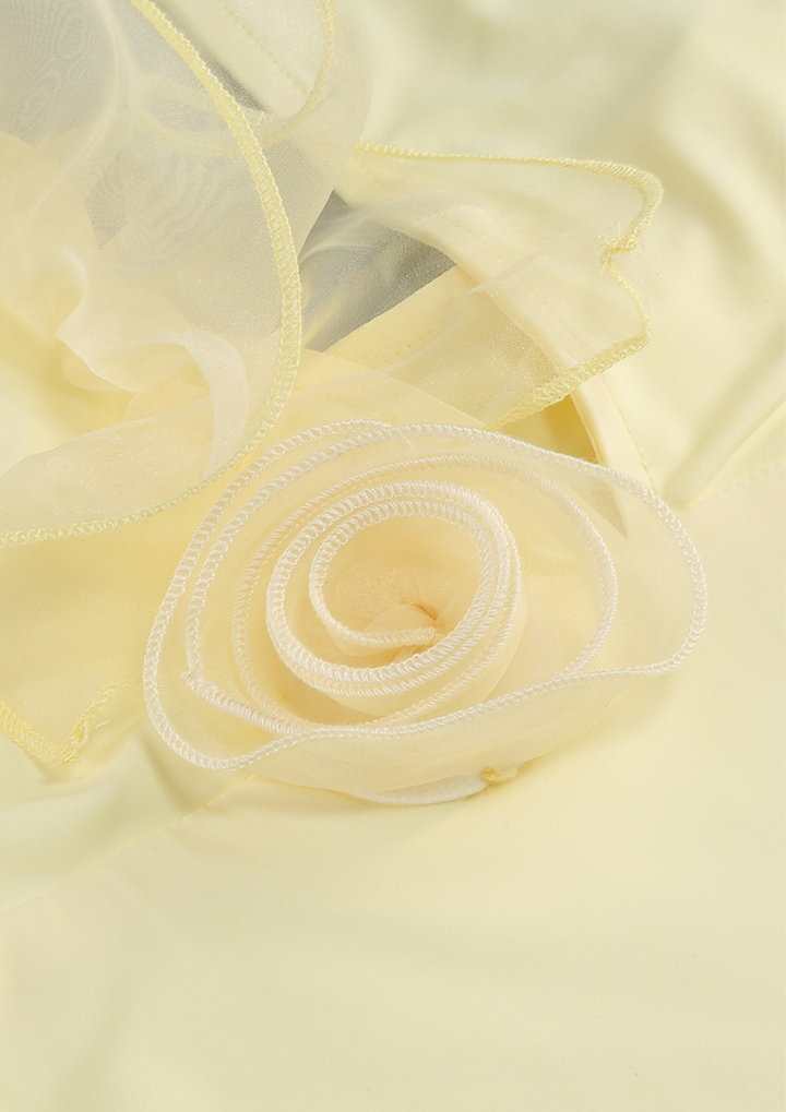 Sunlit Bloom Deep V Backless Maxi Dress