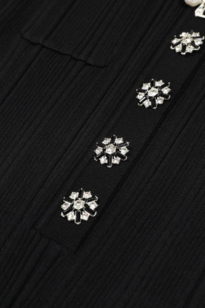 Elegant Gem Viscose Knit Maxi Dress - Long Sleeve