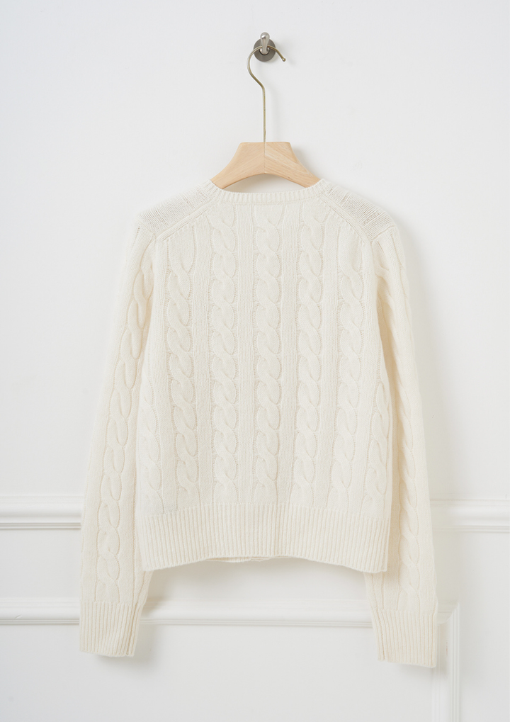 Classic Cable Knit Wool Cardigan