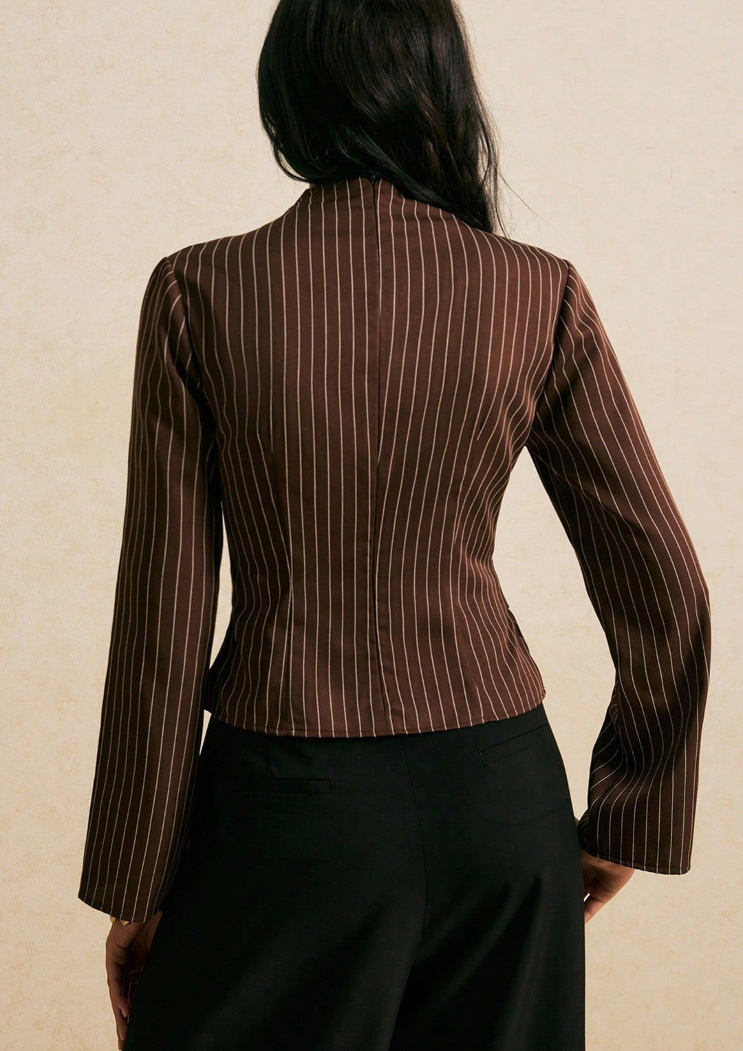Arden Pinstripe Belted Blouse