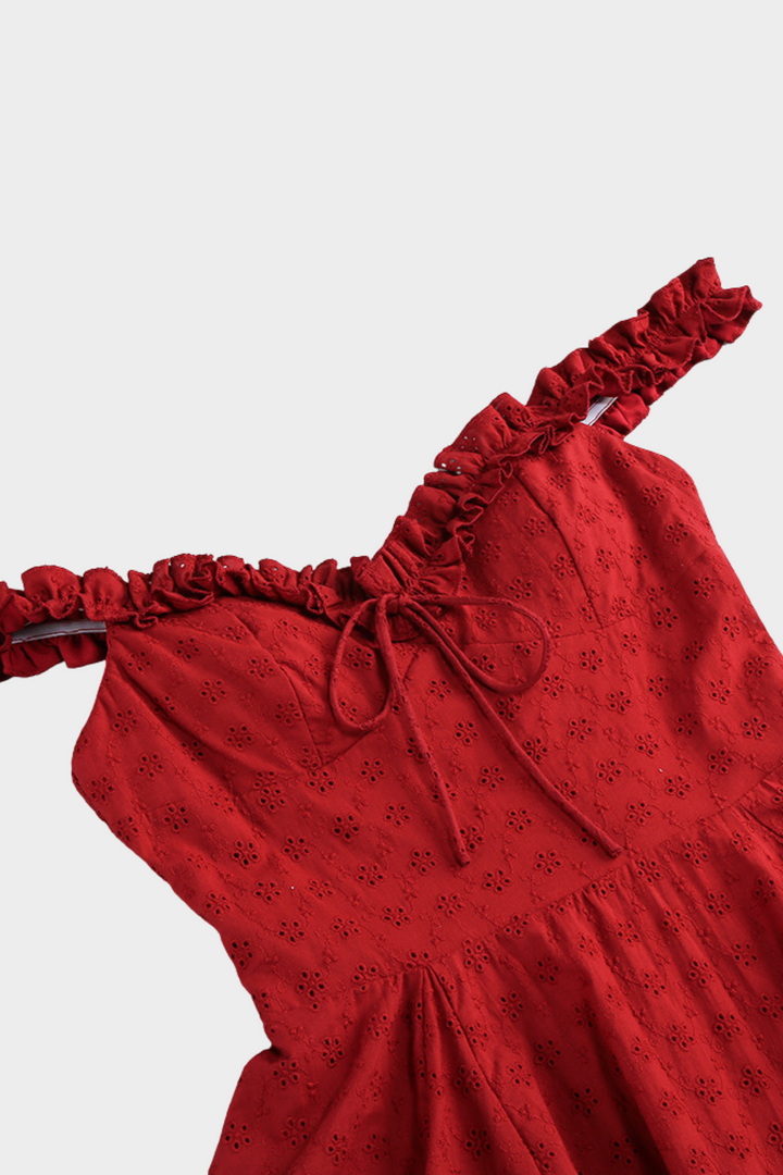 Crimson Romance Ruffle Off Shoulder  Corset Mini Dress