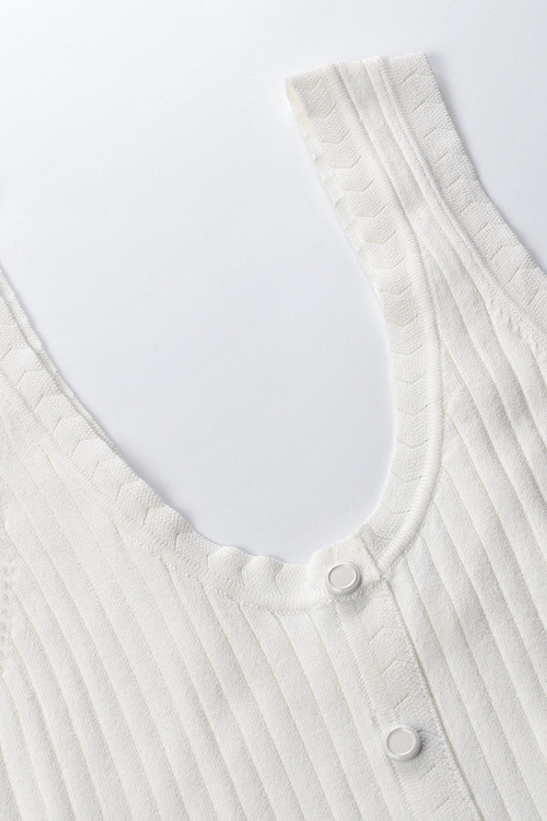 Lily – Ribbed Button Front Cardigan Top in White