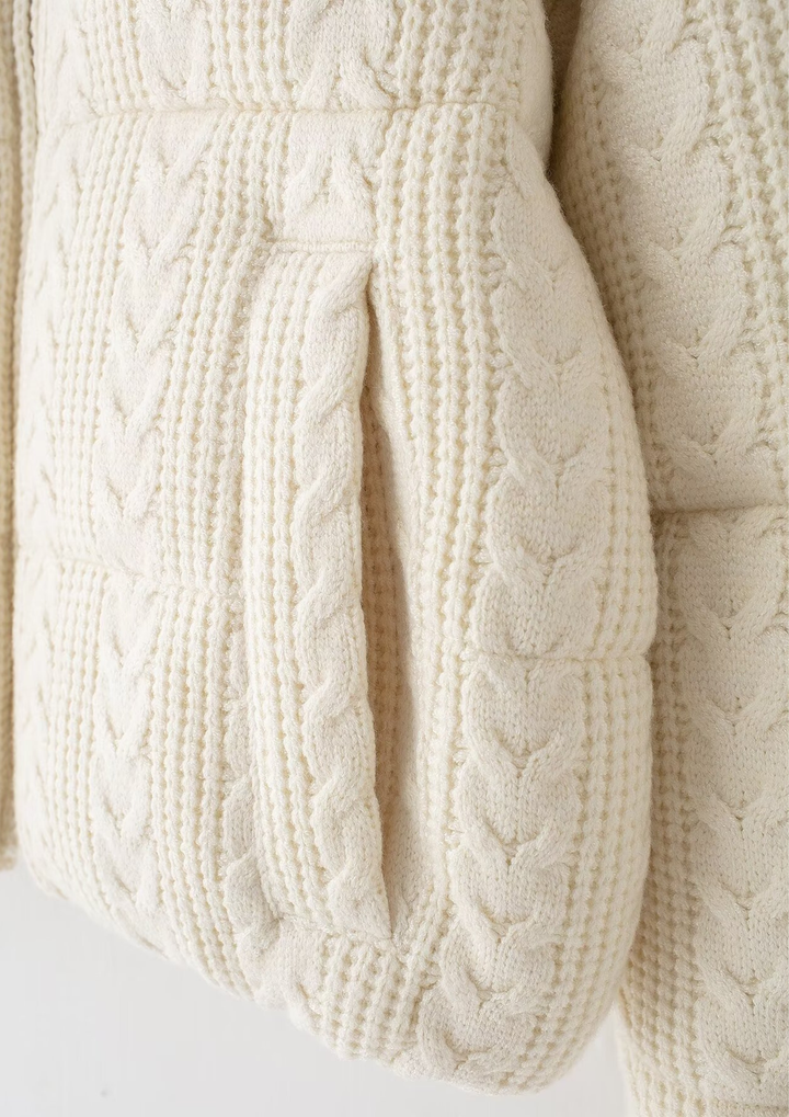 Cable Knit Cotton Zip Up Jacket