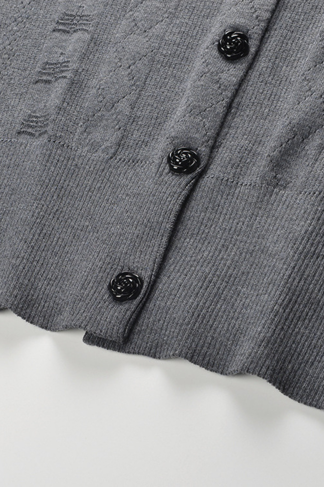 Grey Floral Pearl Knit Camisole Top