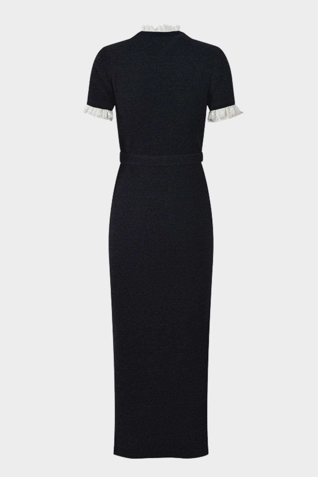 Classic Pearl ButtonViscose Knit Belted Maxi Dress