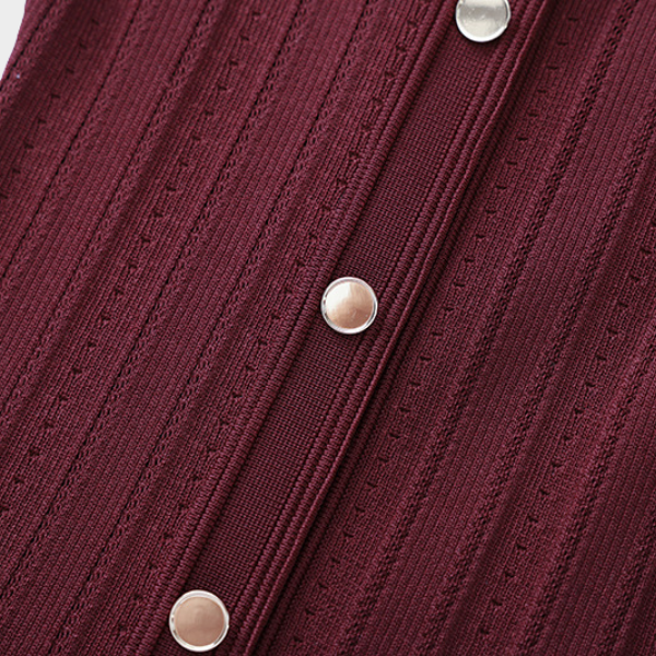 Denim Collar Buttoned Knit Maxi Dress