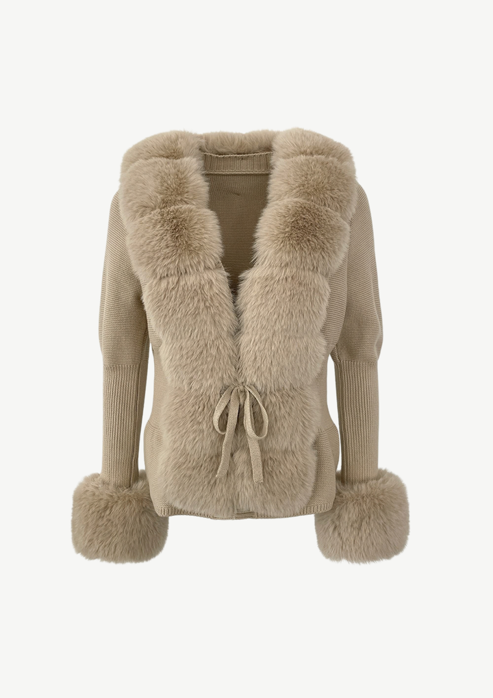 Elara Fur Trim Knit Cardigan