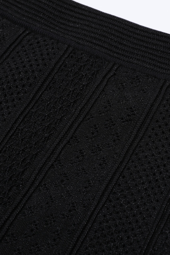 Pearl Luxe Buttoned Textured Knit Maxi Skirt Set