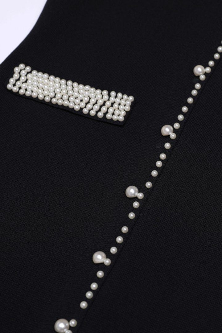Pearl Trim Knit Jacket Top