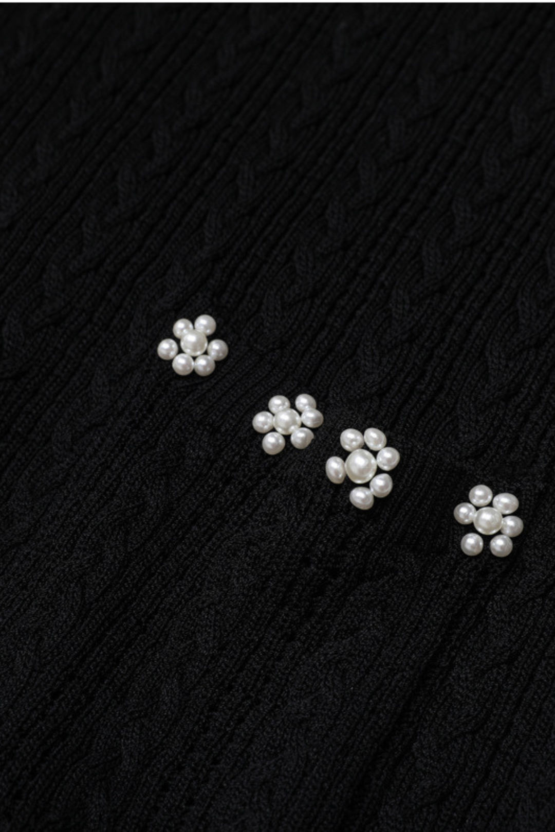 Rosette Pearl Knit  Flower Dress