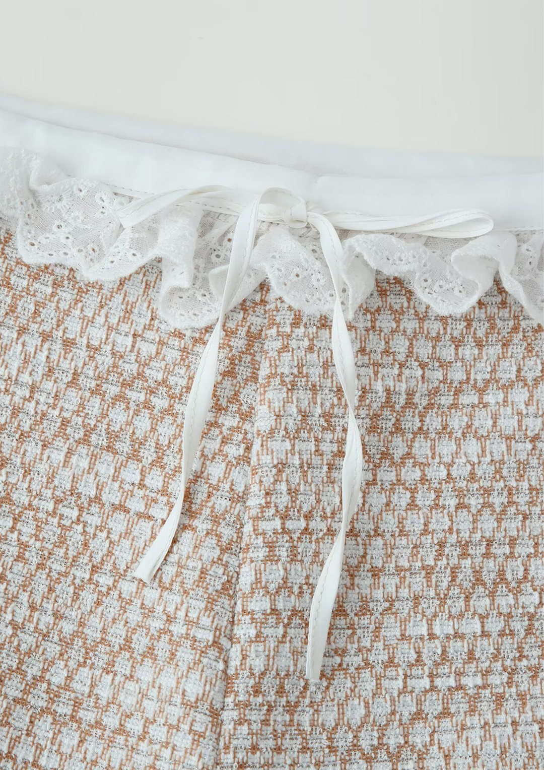 Lace Trim Tweed Cami &amp; Wide Leg Pants Set