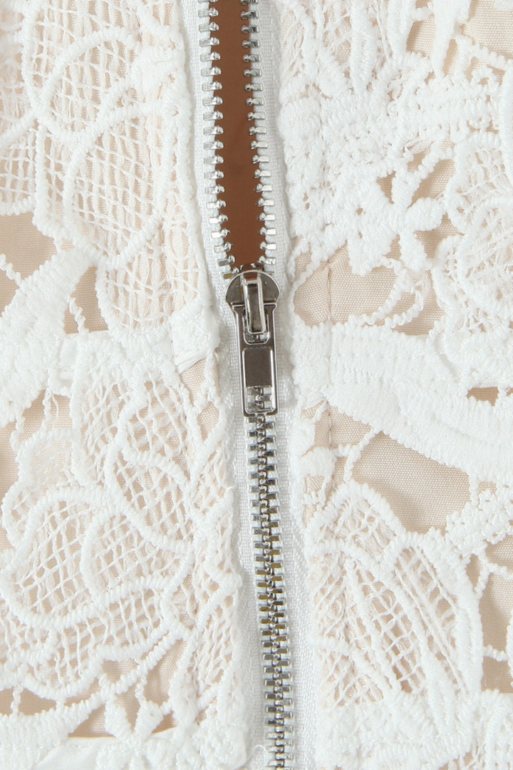 Ivory Apricot  Bloom Lace Halter Cute Mini Dress