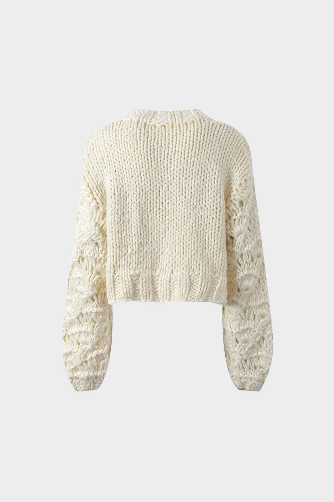 Ivory Cloud Soft Wool Round Neck Chunky Sweater Top