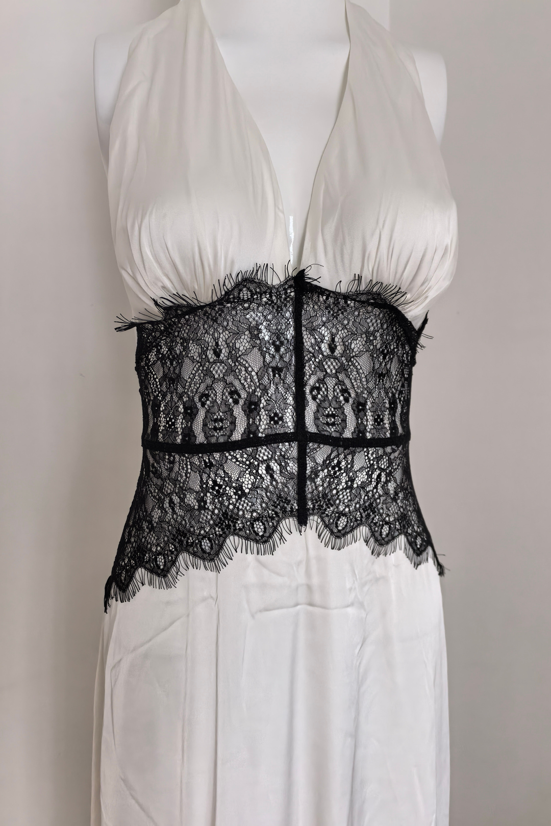 Mila Backless Satin Lace Corset Maxi Dress