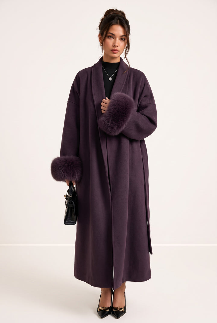 Aurelia Fox Cuff Long Cashmere Wool Coat