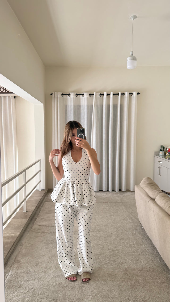 Monroe Polka Halter Backless Set