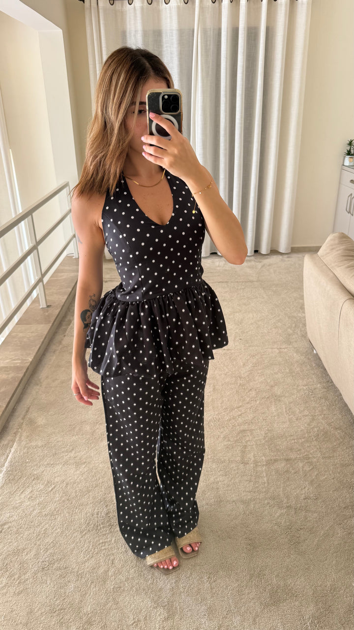 Monroe Polka Halter Backless Set