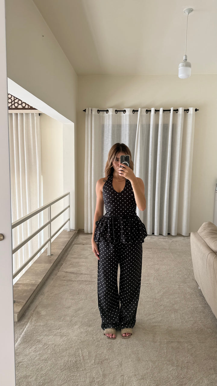 Monroe Polka Halter Backless Set