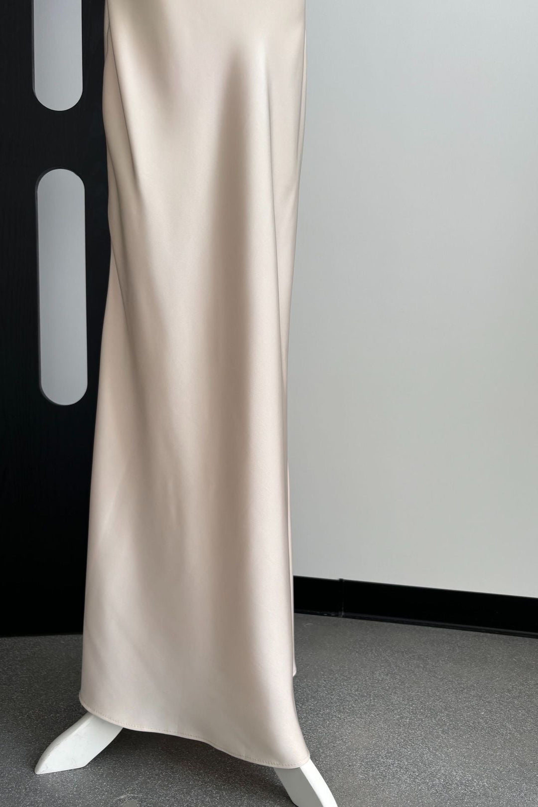 Champagne Ivory Luxury Satin Backless Maxi Dress