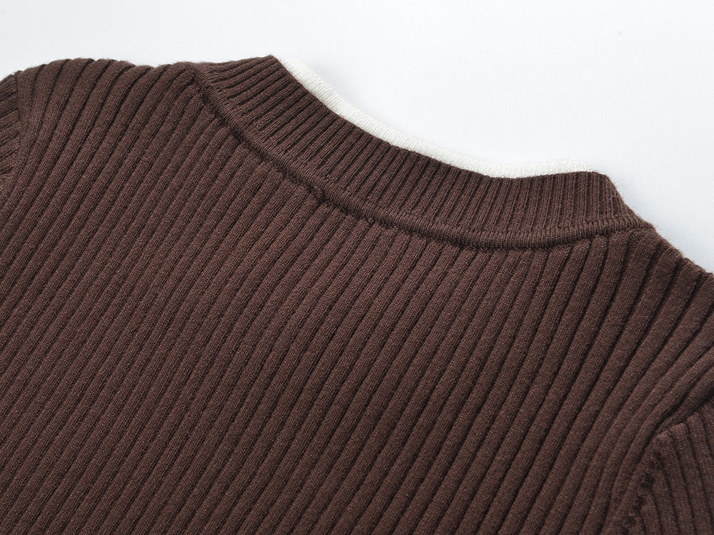 Contrast Stretch Soft  Viscose Knit Top