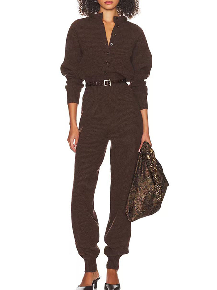 Natasha Pure Wool Ribbed Knit Jumpsuit