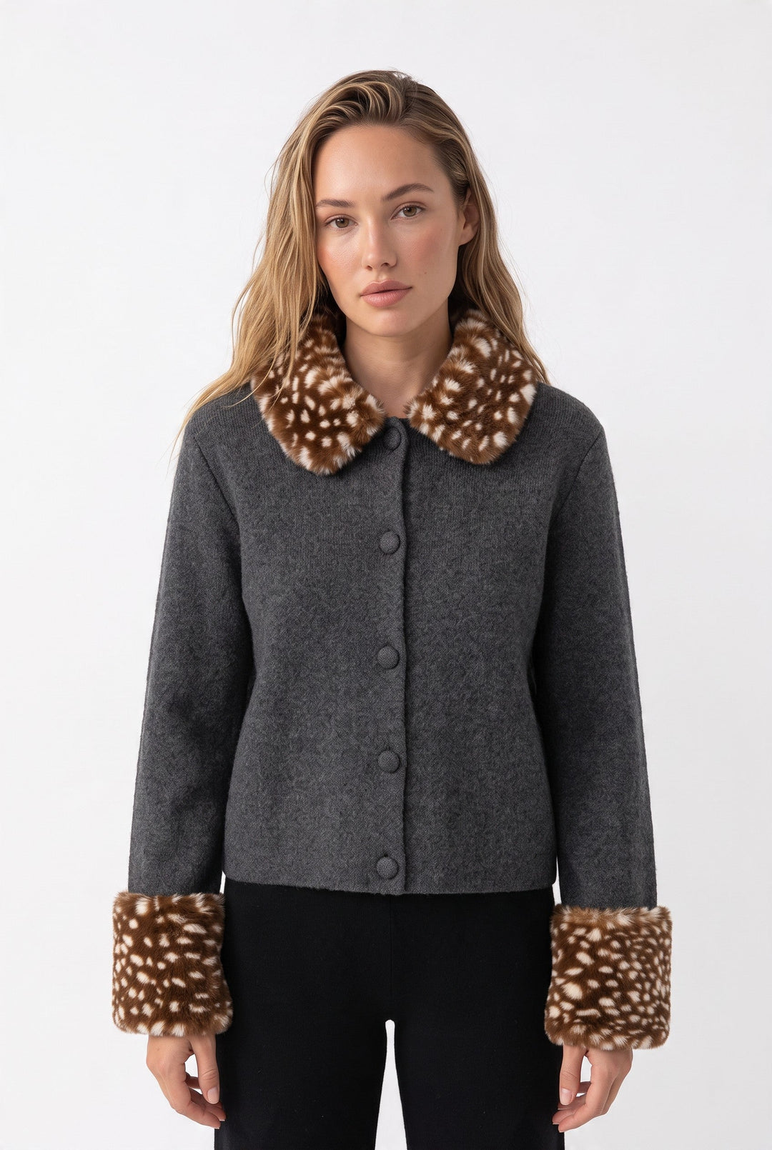 Celine Deer Print Fur Jacket Top