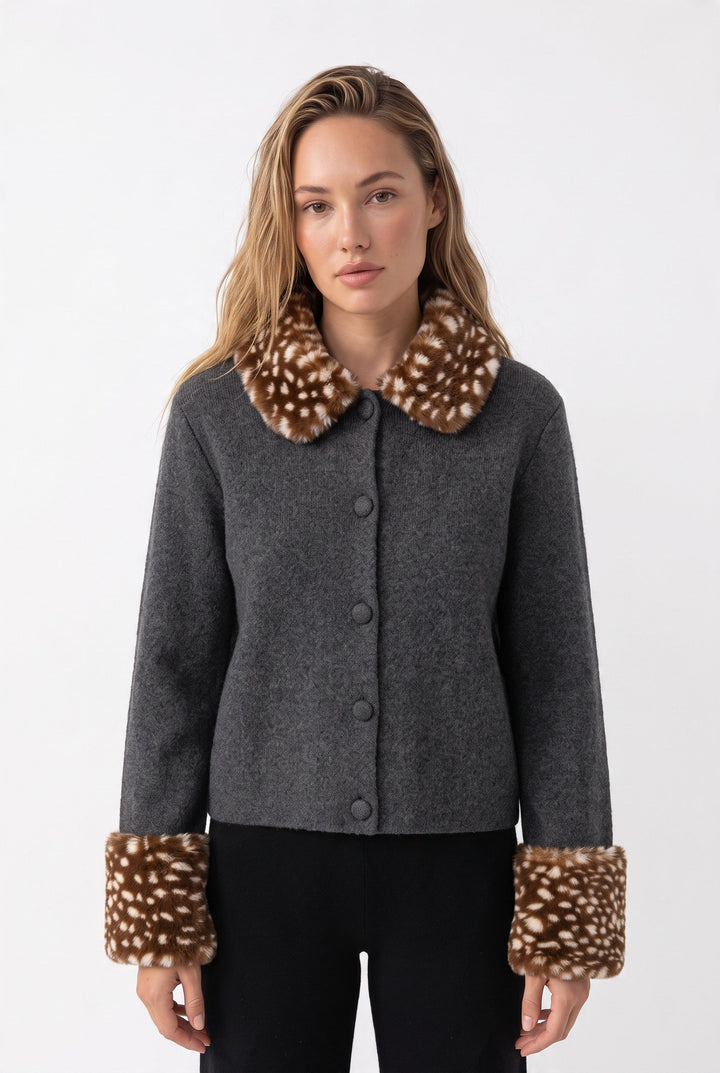 Celine Deer Print Fur Jacket Top