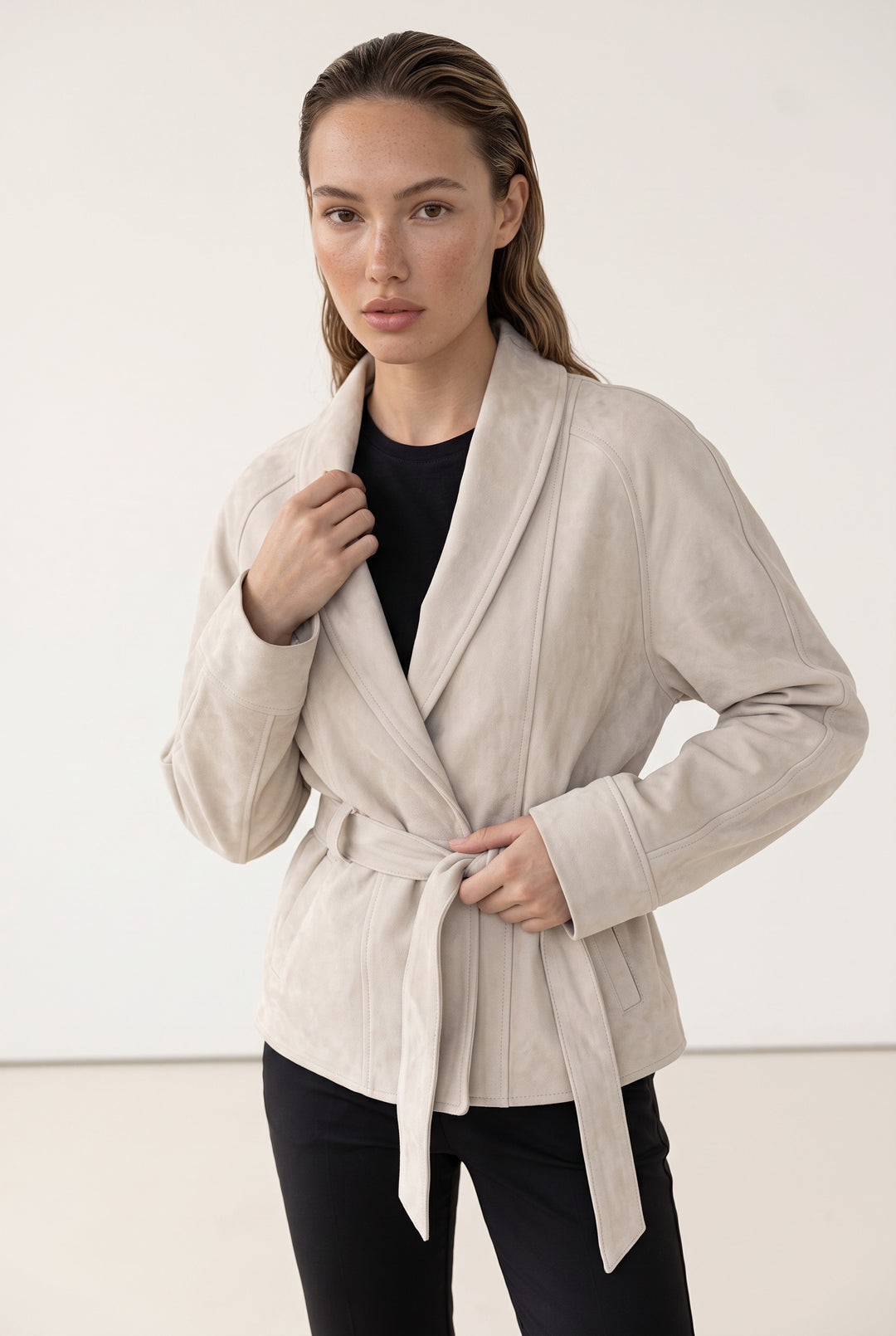 Elise Suede Belted Jacket